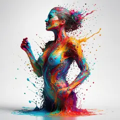 Bria FIBO — An explosion of colorful paint splashes forming a 