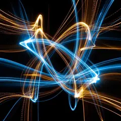 Bria FIBO — Intertwining ribbons of light in blue and gold aga