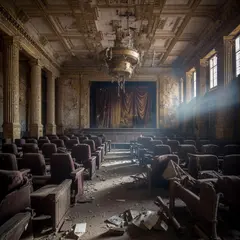 Bria FIBO — An abandoned Art Deco theater with peeling gold pa