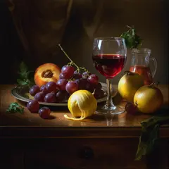 Bria FIBO — A still life of fruit and wine on a table, Dutch G