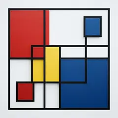 Bria FIBO — A geometric abstract composition with red, blue, a