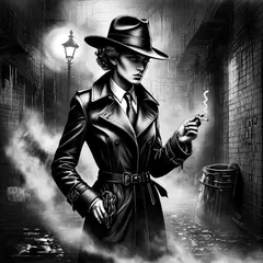 Bria FIBO — A noir detective in a foggy alley, graphic novel s