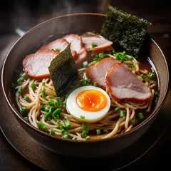 Bria FIBO — A steaming bowl of ramen with chashu pork, soft-bo