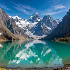 Bria FIBO — A turquoise glacial lake surrounded by snow-capped