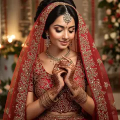 Bria FIBO — An Indian bride in traditional red and gold leheng