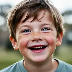 Bria FIBO — A freckled boy with bright blue eyes and messy hai