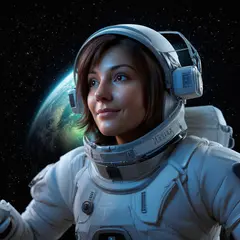 Bria FIBO — An astronaut without a helmet, face lit by Earth g