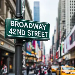 Bria FIBO — A street sign at the intersection of BROADWAY and 