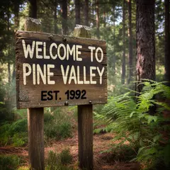 Bria FIBO — A weathered wooden sign reading WELCOME TO PINE VA
