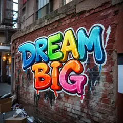 Bria FIBO — A graffiti mural on a brick wall spelling DREAM BI