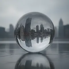 FLUX.2 [dev] — A glass sphere refracting a distorted cityscape, s