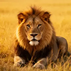 FLUX.2 [dev] — A majestic lion with a full mane, golden savanna b