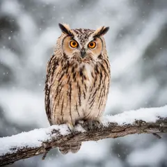 FLUX.2 [dev] — An owl perched on a snow-covered branch, intense a
