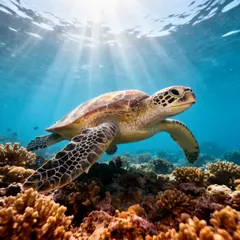 FLUX.2 [dev] — A giant sea turtle swimming over a coral reef, und