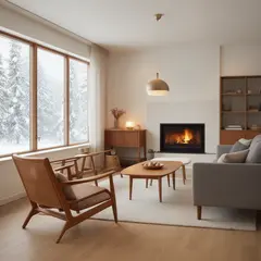 FLUX.2 [dev] — A cozy Scandinavian living room with a fireplace, 