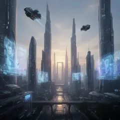 FLUX.2 [dev] — A futuristic city skyline with flying vehicles, sl