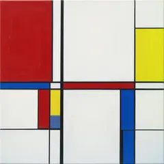 FLUX.2 [dev] — A geometric abstract composition with red, blue, a