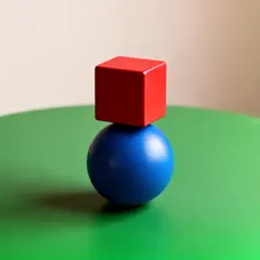 FLUX.2 [dev] — A red cube on top of a blue sphere, both sitting o