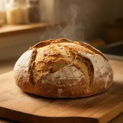 FLUX.2 [dev] — A rustic sourdough bread loaf, freshly baked with 