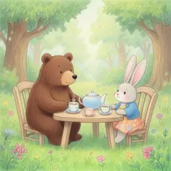 FLUX.2 [dev] — A children's book illustration of a bear and a rab