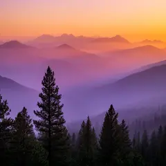 FLUX.2 [dev] — A misty mountain range at sunrise, layers of purpl