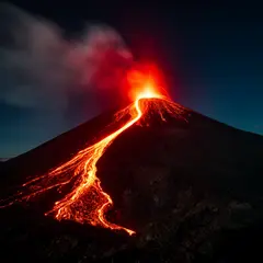 FLUX.2 [dev] — A volcano erupting at night with lava flowing down