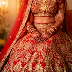 FLUX.2 [dev] — An Indian bride in traditional red and gold leheng