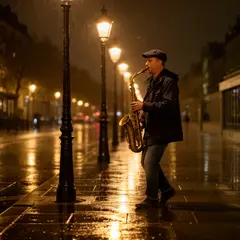 FLUX.2 [dev] — A street musician playing saxophone under a lamppo