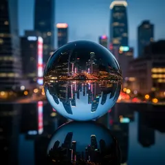 FLUX.2 [flex] — A glass sphere refracting a distorted cityscape, s