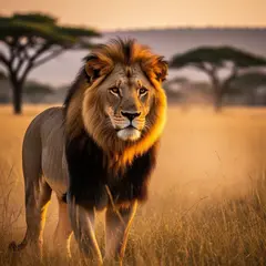 FLUX.2 [flex] — A majestic lion with a full mane, golden savanna b