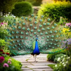 FLUX.2 [flex] — A peacock displaying its full tail feathers, vibra