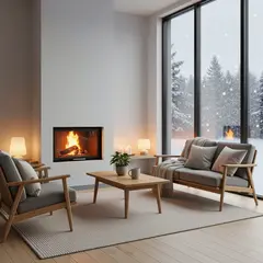 FLUX.2 [flex] — A cozy Scandinavian living room with a fireplace, 
