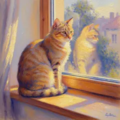 FLUX.2 [flex] — A cat sitting on a windowsill, impressionist oil p