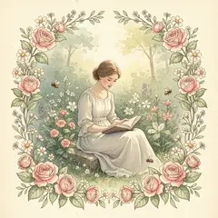 FLUX.2 [flex] — A woman reading a book in a garden, watercolor pai