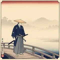 FLUX.2 [flex] — A lone samurai standing on a misty bridge, ukiyo-e