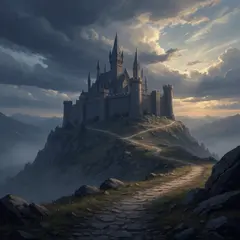 FLUX.2 [flex] — A medieval castle on a hilltop, fantasy art style,