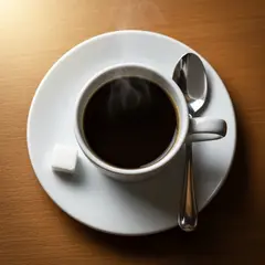 FLUX.2 [flex] — A cup of coffee on a saucer, with a spoon to the r