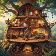 FLUX.2 [flex] — A detailed cross-section of a fantasy treehouse sh