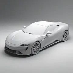 FLUX.2 [flex] — A clay render of a sports car, white material, stu