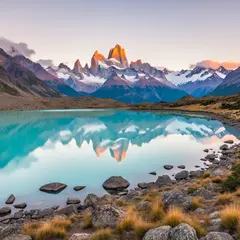 FLUX.2 [flex] — A turquoise glacial lake surrounded by snow-capped