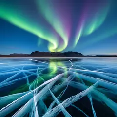 FLUX.2 [flex] — A frozen lake with cracks in the ice, Northern Lig