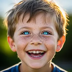 FLUX.2 [flex] — A freckled boy with bright blue eyes and messy hai