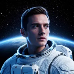 FLUX.2 [flex] — An astronaut without a helmet, face lit by Earth g