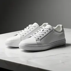 FLUX.2 [flex] — A pair of white leather sneakers on a marble count