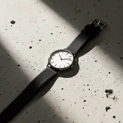 FLUX.2 [flex] — A minimalist wristwatch with a black leather strap