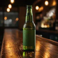 FLUX.2 [flex] — A green glass bottle of craft beer with condensati