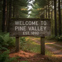 FLUX.2 [flex] — A weathered wooden sign reading WELCOME TO PINE VA