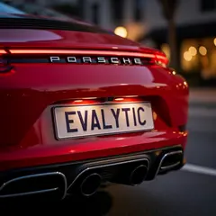 FLUX.2 [flex] — A license plate reading EVALYTIC on the back of a 