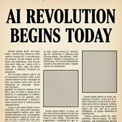 FLUX.2 [flex] — A newspaper headline reading AI REVOLUTION BEGINS 