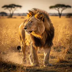 FLUX.2 [max] — A majestic lion with a full mane, golden savanna b